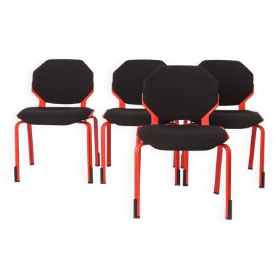 Chaises de l'ère spatiale, ensemble de 4, chaises empilables Fröscher, design allemand des années 1980