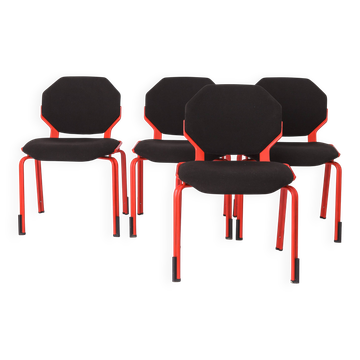 Chaises de l'ère spatiale, ensemble de 4, chaises empilables Fröscher, design allemand des années 1980