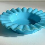 Cendrier verre opalin bleu vintage