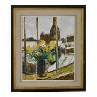 "Yellow Flowers by a Window"  by T. Stenbäck
