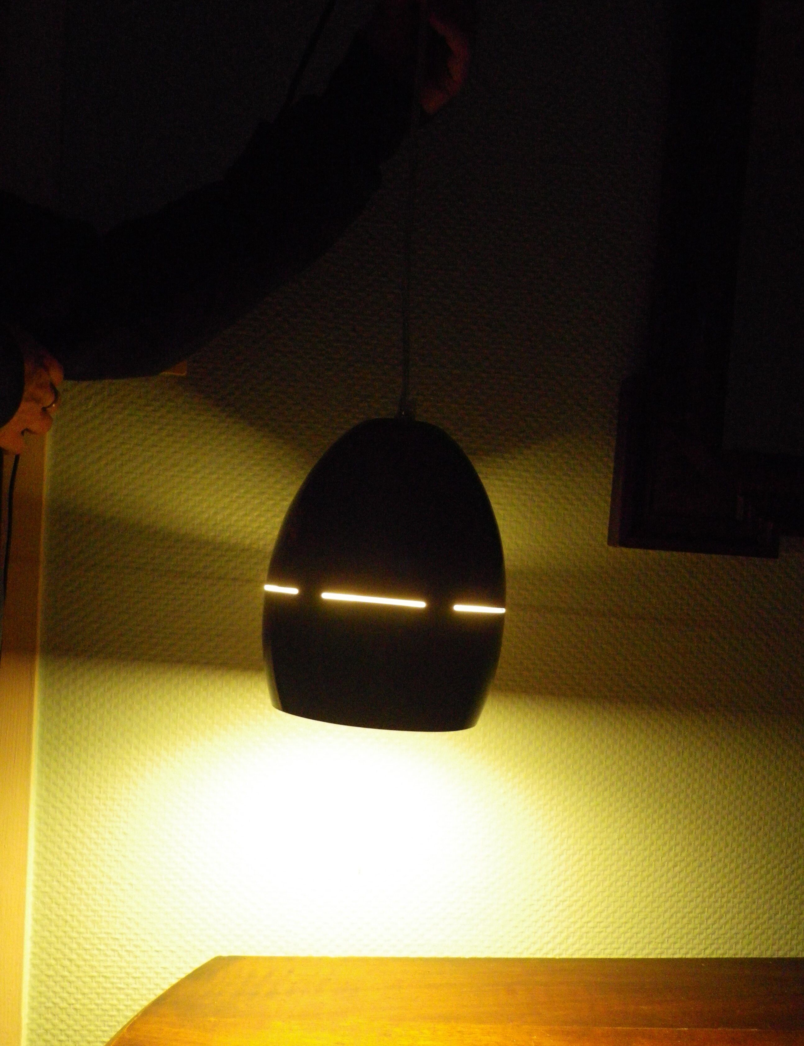 Space age style pendant lamp in openwork black metal