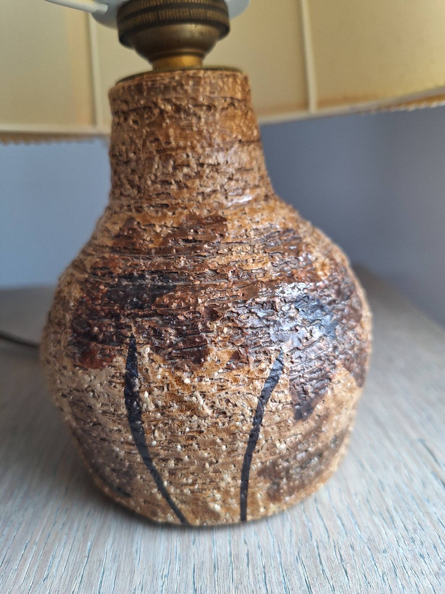 Lampe en grès et fleurs séchées atelier " Le Trident " Vallauris