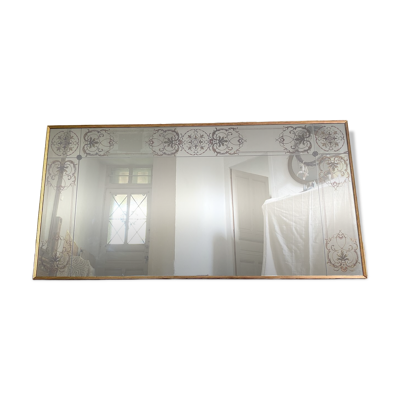Miroir de bistrot - brasserie ancien en verre églomisé 202 x 102