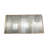 Antique bistro/brasserie mirror in reverse-painted glass, 202 x 102 cm