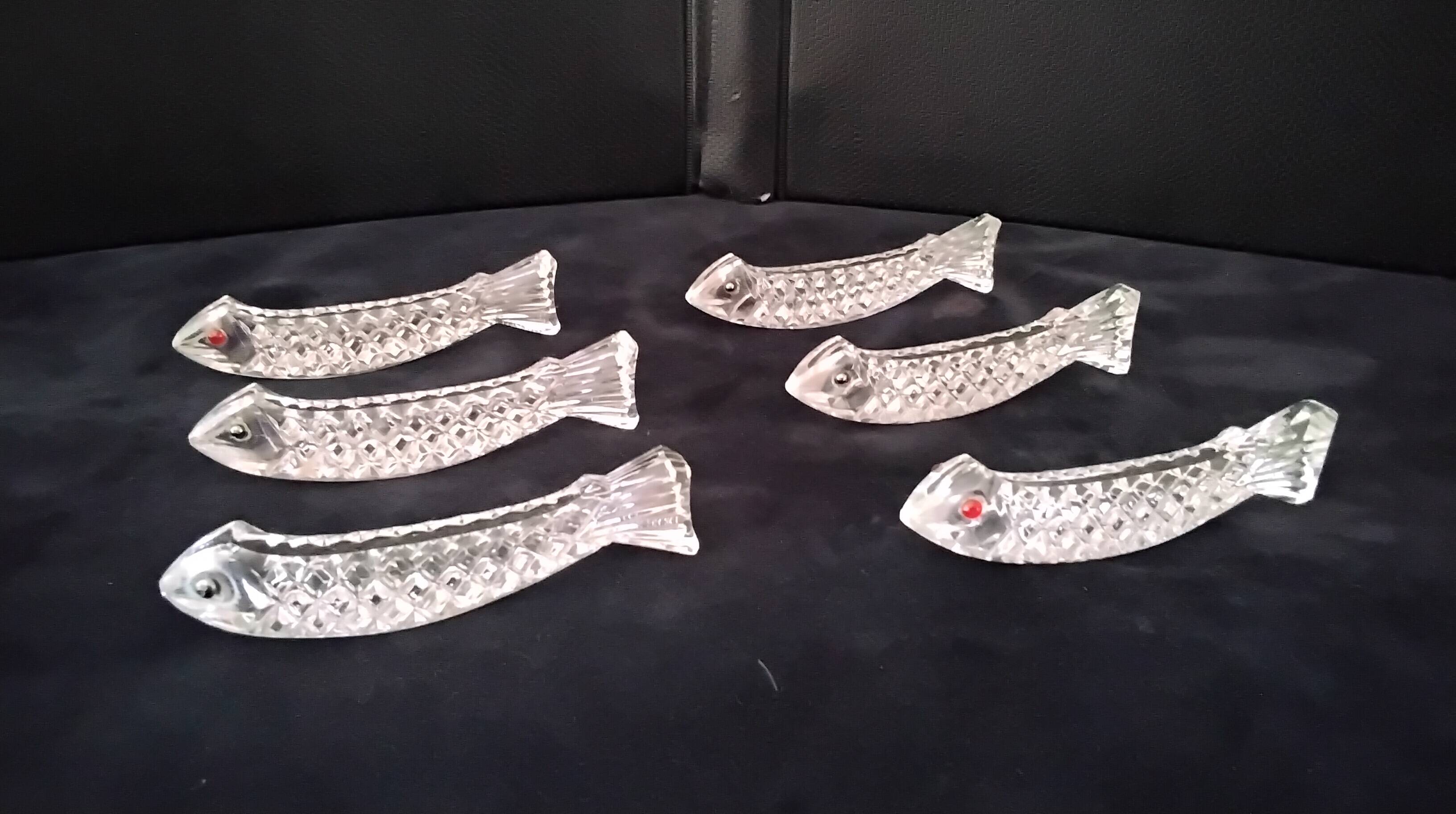 6 zoomorphic crystal knife rests