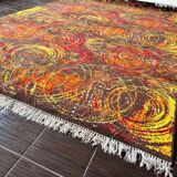 Extraordinary handmade art abstract design wool carpet in style of Kybal, 1960s