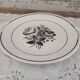 Pie or cake dish 2 handles in old earthenware decoration gray roses