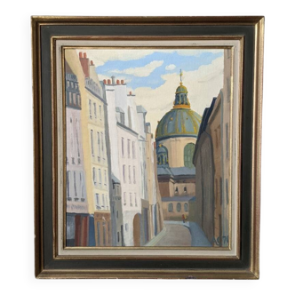 Oil on canvas street in Paris
