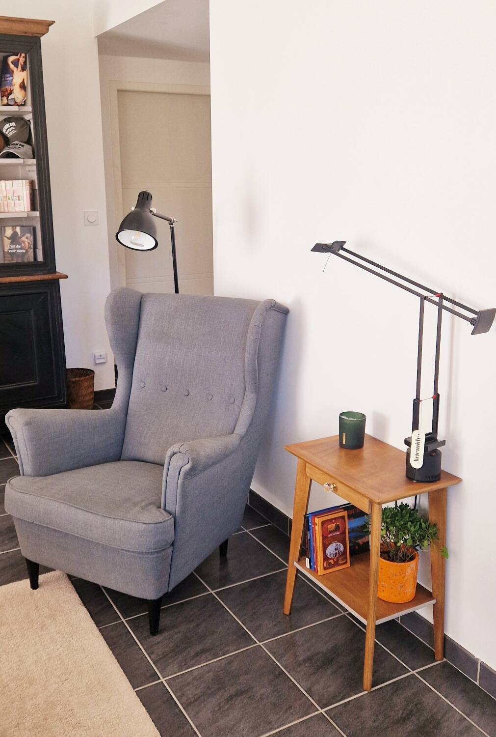 1950s side table with compass legs