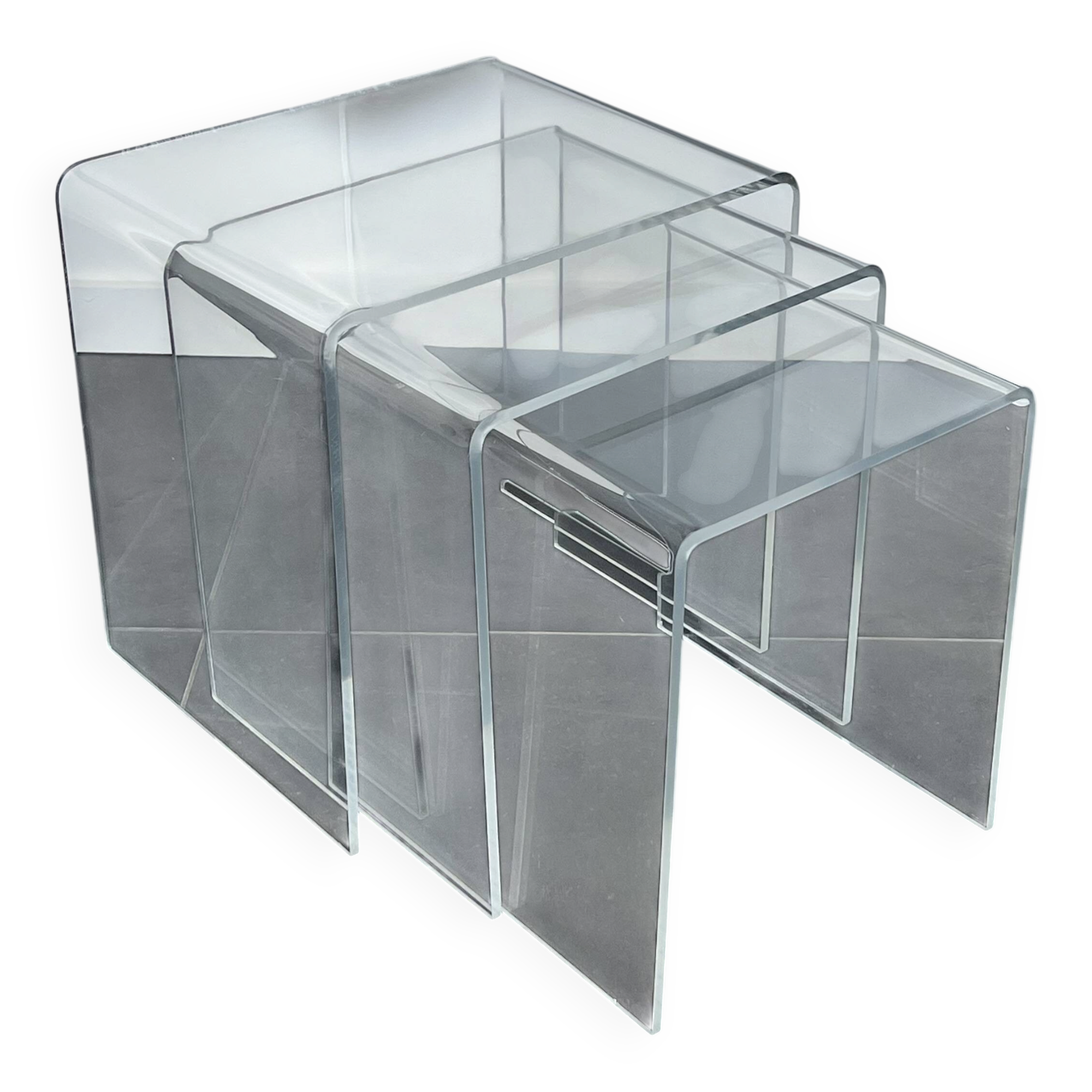 Nesting tables in plexiglass by Michel Dumas, France 1970s