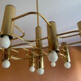 Golden chandelier 9 fires from Sciolari Italy 1960
