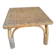 Small vintage 1960 woven rattan side table | Bohemian chic wicker end table, antique bamboo coffee table for the living room.