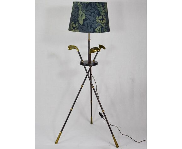 Lamppost Club Of Golf Annees 70 Leather Wood And Brass Selency Golf Club Annees 70 Leather Wood, Golf Club Floor Lamp