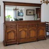 Sideboard entirely in solid oak + mirror frame in solid oak