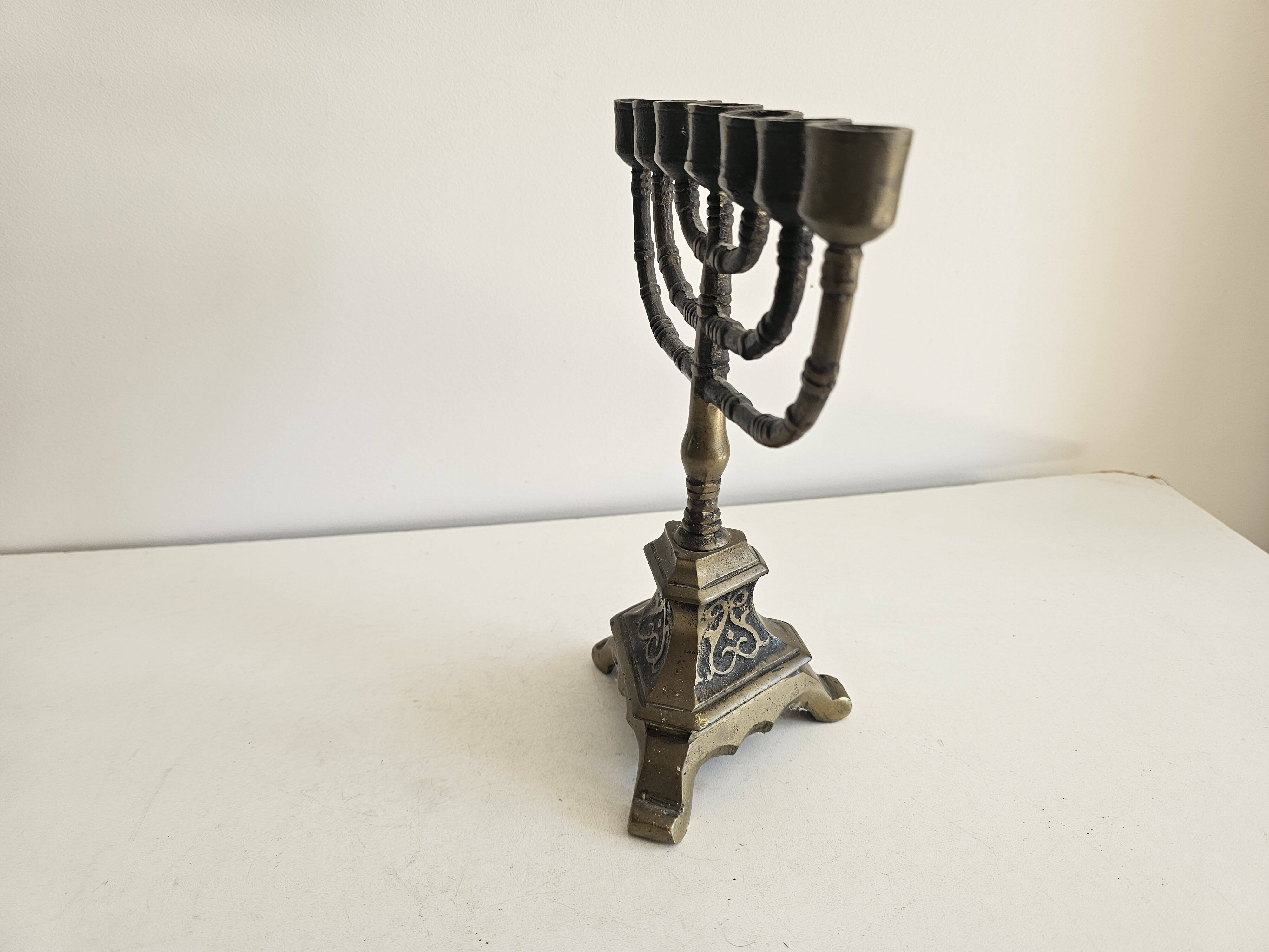 Ancien Chandelier Menorah 7 branches