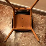 Set of 3 Stella chairs in beech and black imitation leather from the 50s/60s