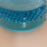 Cast glass moulded turqoise art deco mid century