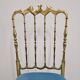 Mid-century Chiavari accent chair in solid brass with a plush seat.