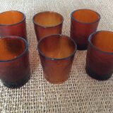 6 amber glasses