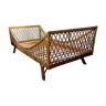 Vintage rattan sleigh bed