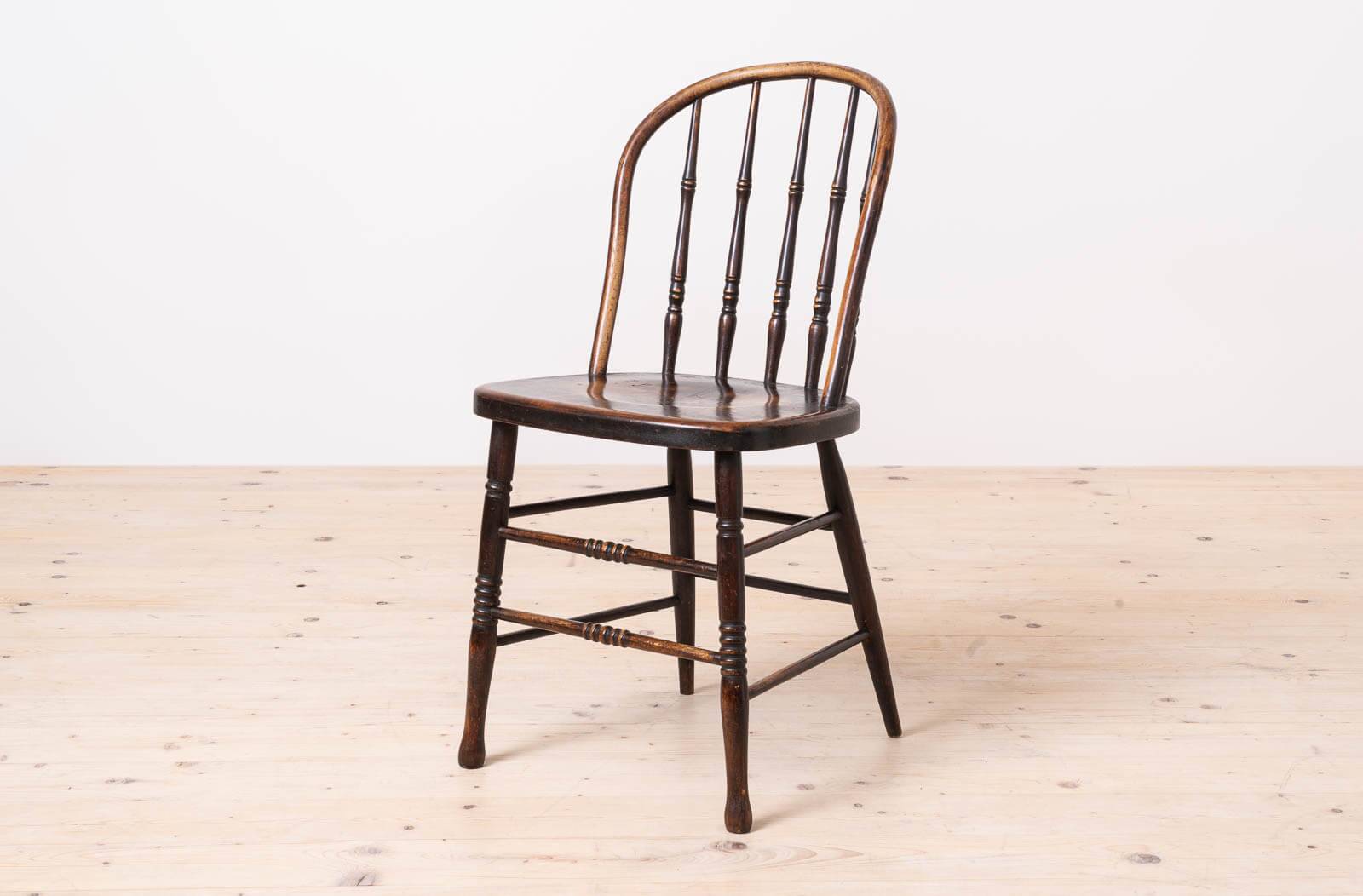 Set of 4 Countryside Style Dining Chairs, Spindle Back, Early 20th Century