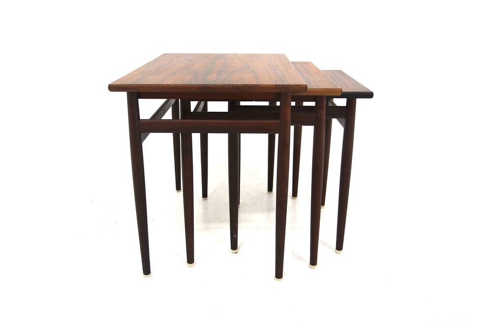 Set of 3 Scandinavian nesting tables in rosewood, Sweden, 1960