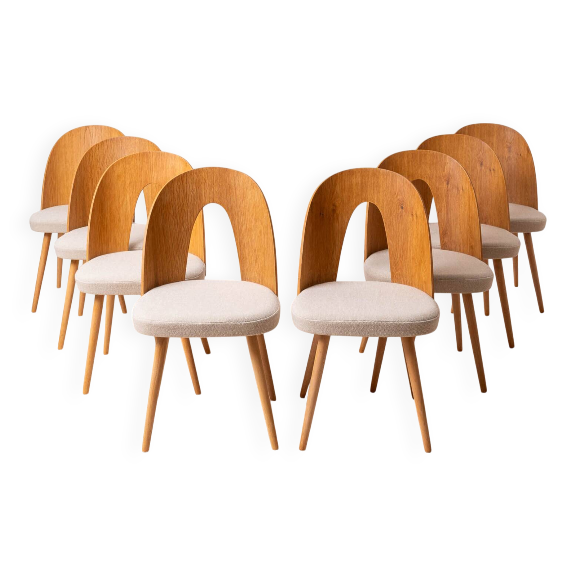 Set of 8 Mid Century Dining Chairs by A. Šuman, 1960s, Reupholstery Options