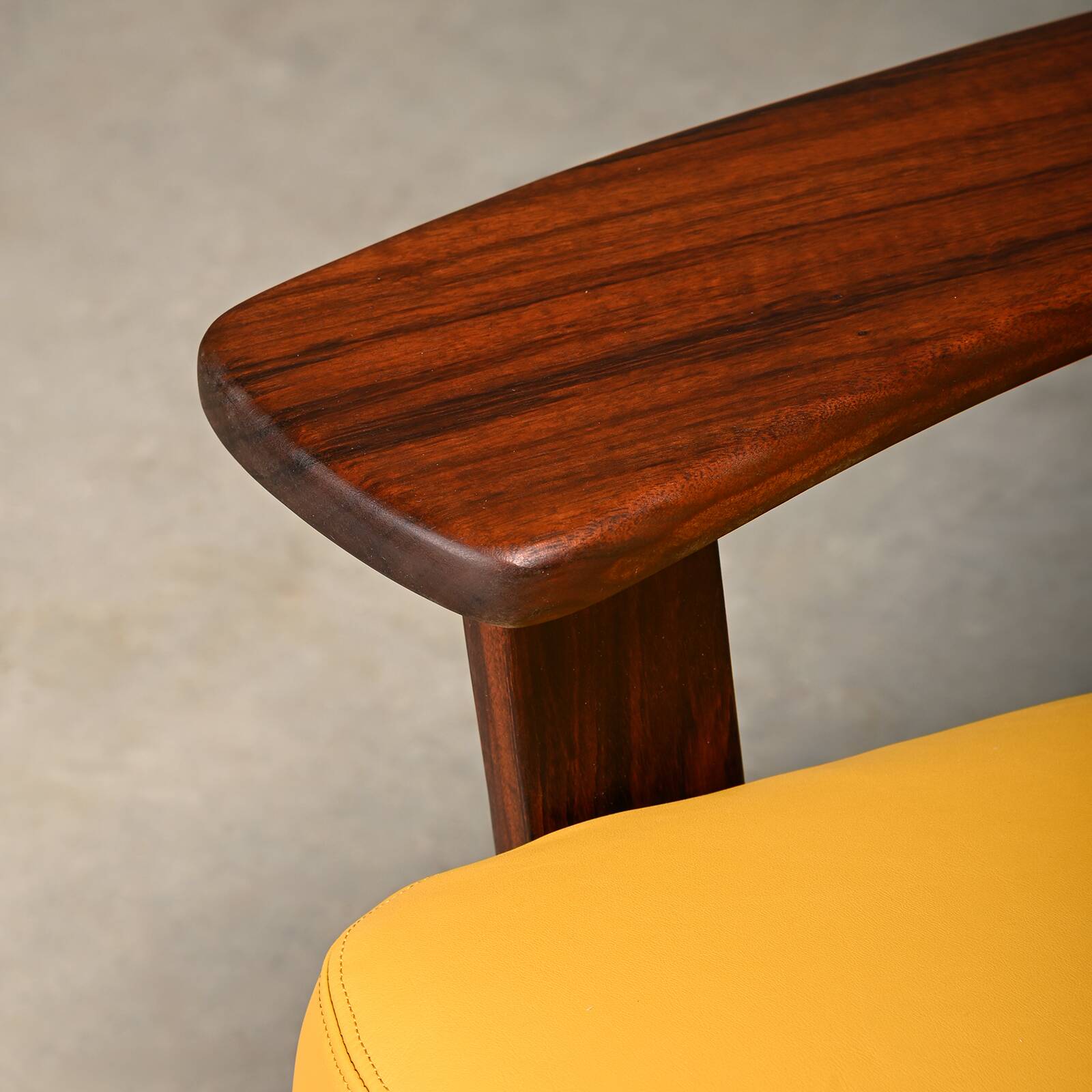 Brazilian Lounge Chair in Rosewood and Ochre Leather