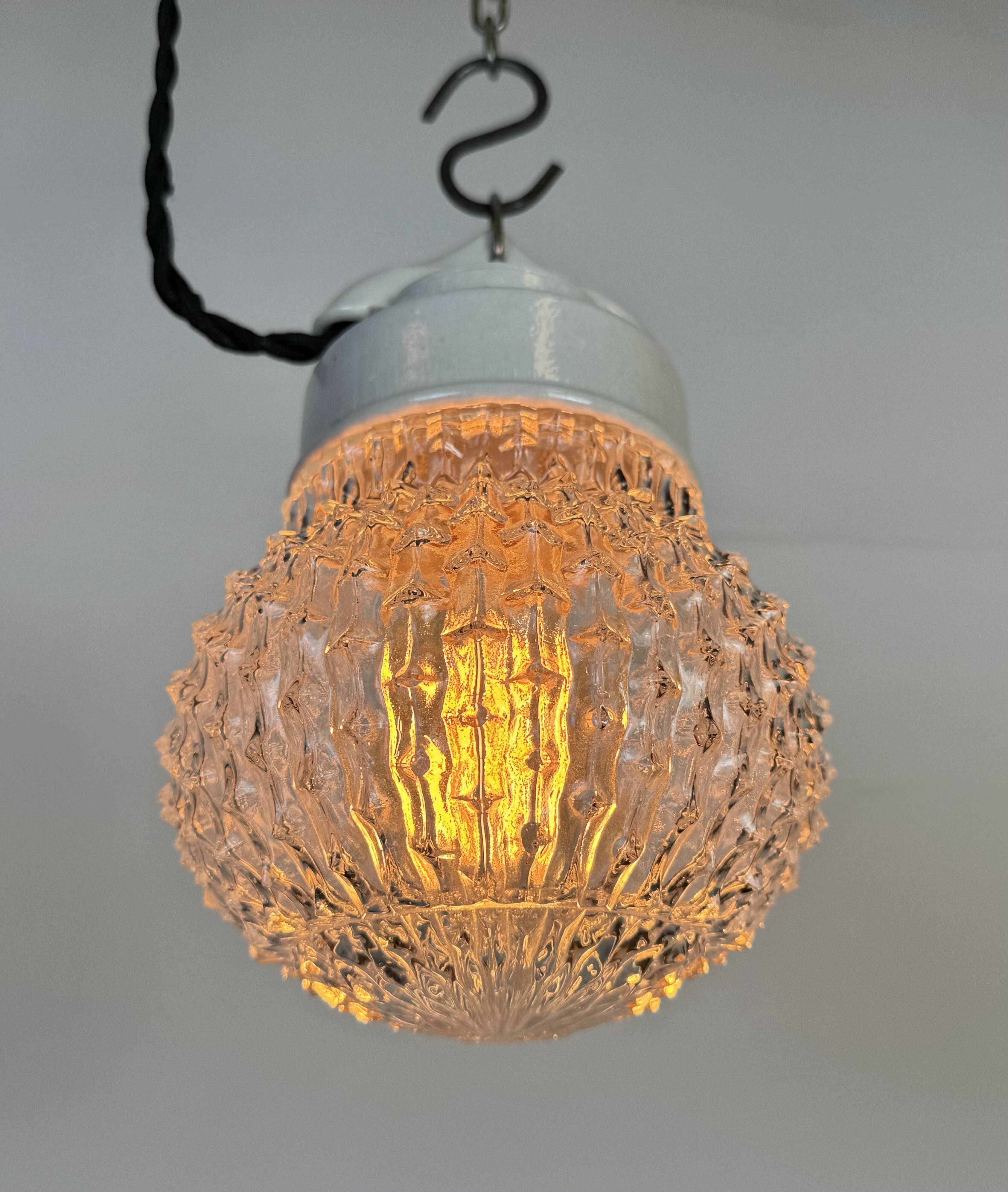 Vintage White Porcelain Pendant Light, 1970s