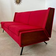 Antique Italian design fabric sofa from the 60s, vintage convertible