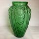 Grand vase verre vert de Julius Stolle art déco