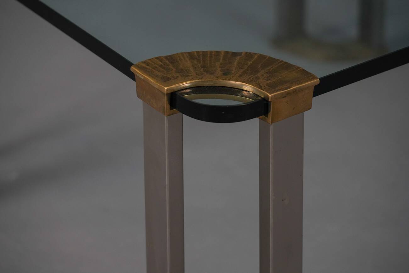 Vintage bronze and glass small coffee table by Peter Ghyczy, Germany 1970s