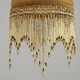 Vintage French amber mottled glass hanging ceiling light with beaded fringe.