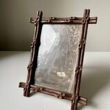 Antique Frame in carved wood  faux bambou style 19.5 cm x 15 cm