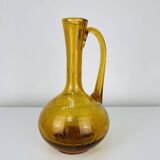 Vintage amber bubble glass vase