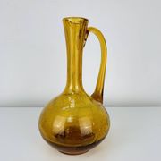 Vase verre bullé ambré vintage