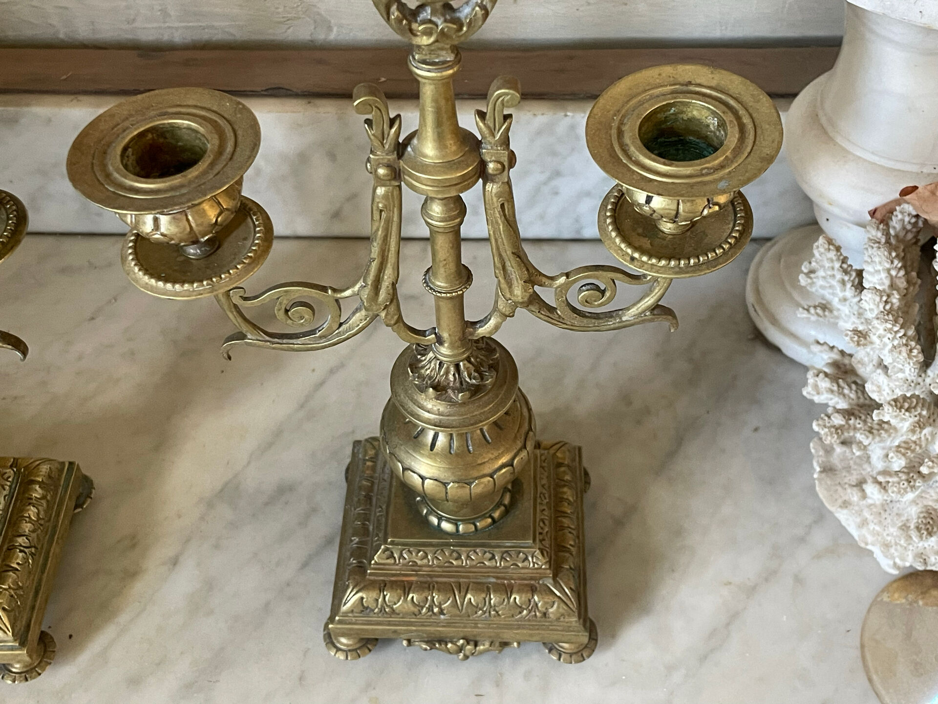 Pair of gilded bronze candlesticks in the Napoleon III style.