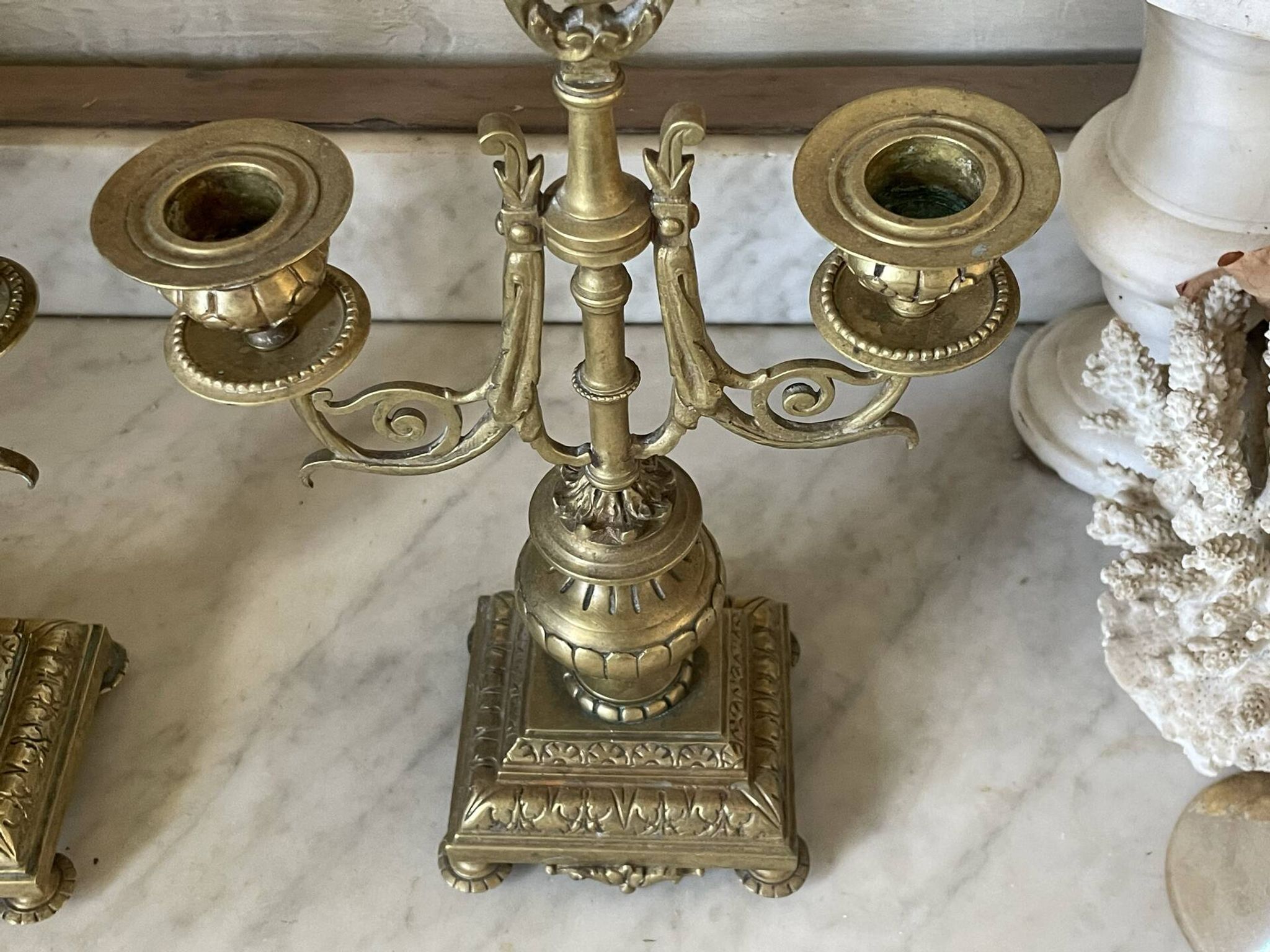 Pair of gilded bronze candlesticks in the Napoleon III style.