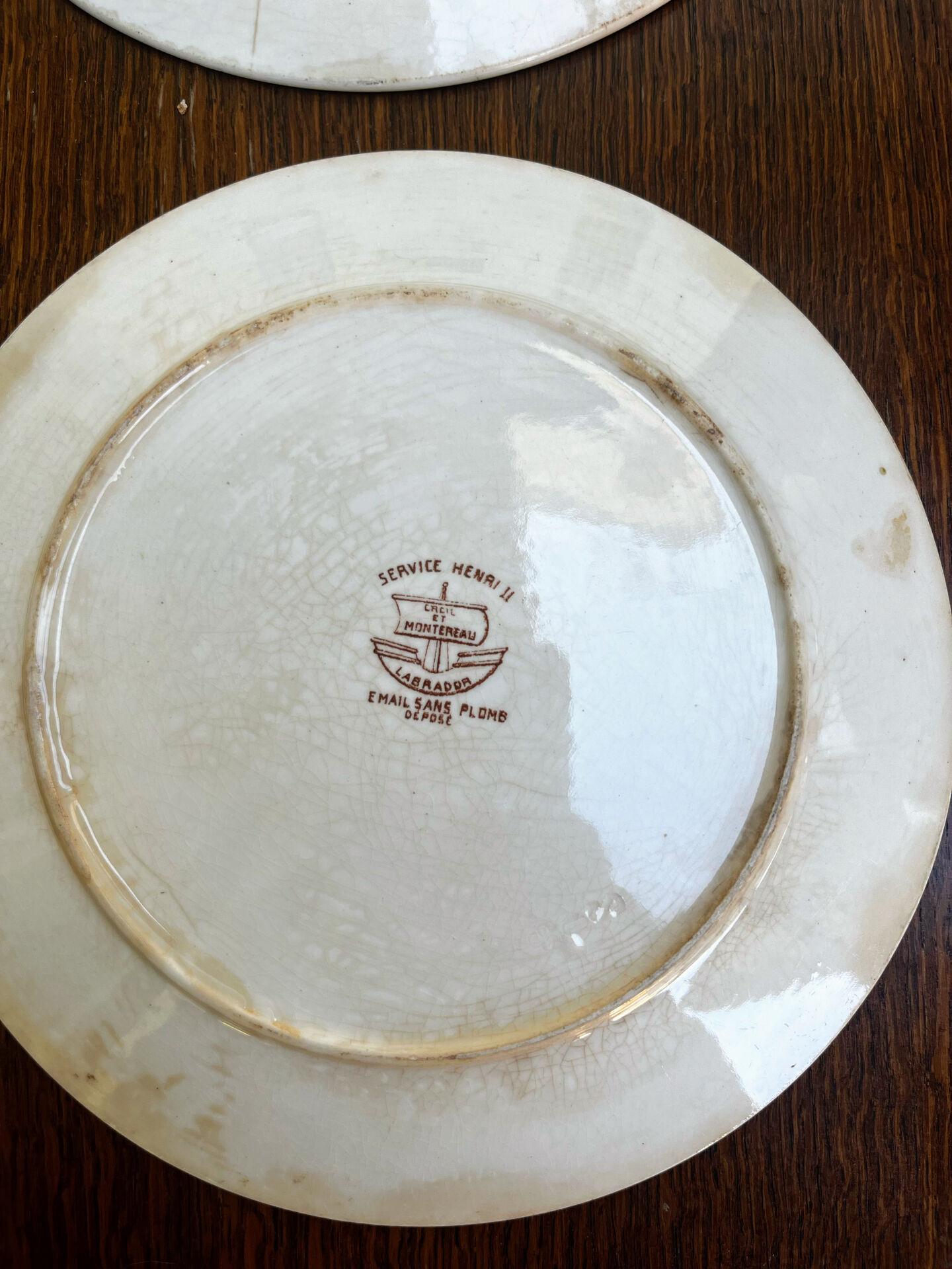 Set of 4 dessert plates Creil & Montereau – Labrador model