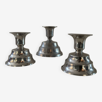 Trio of Art Deco Germany candlesticks in silver metal