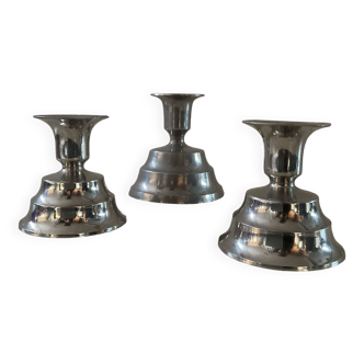 Trio of Art Deco Germany candlesticks in silver metal