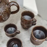 Brown glazed terracotta coffee service