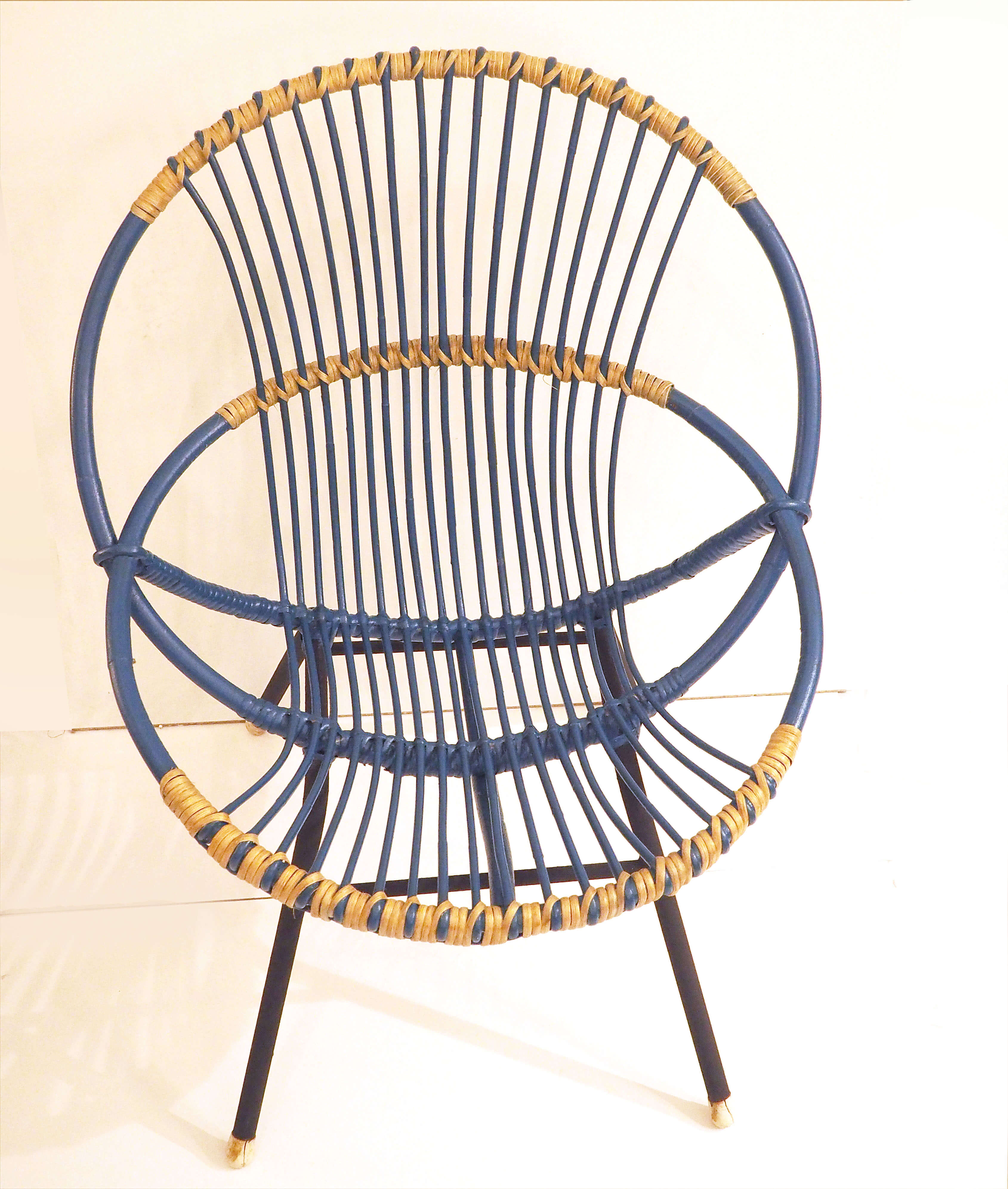 Blue rattan chair
