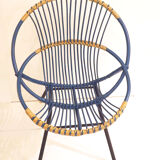 Blue rattan chair