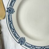 Vintage pedestal dish Blue iron earth Salins model Arbois Ennege