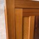 Vintage Parisian wardrobe with one mirrored door from the 60s in pine and wood