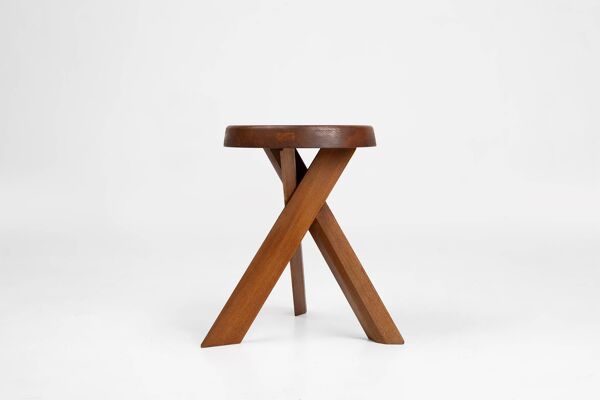 Tabouret iconique Pierre Chapo modèle S31 en bois d'orme, France 1974