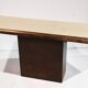 Minimalist console in travertine and patinated metal — 1970s