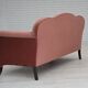 Canapé 2 places danois des années 1950, velours de mobilier rose saumon, pieds en bois de chêne.