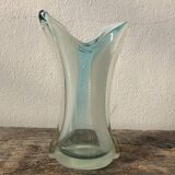 Murano Glass Vase, Cyan-transparent